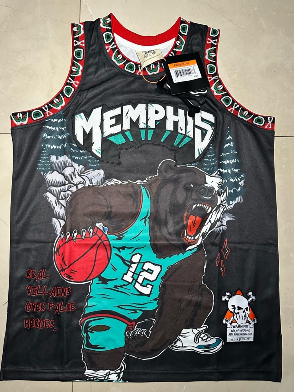 Brand X Morant #12 Memphis Bear Graphic Basketball Jersey